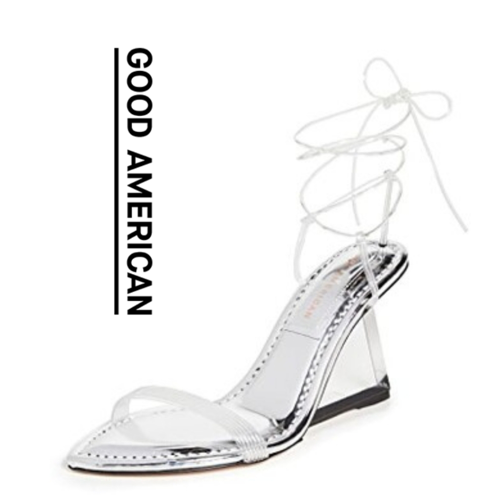 Good American - Clear Block Heel Clear Straps Sandals - Size 6.5 - Picture 5 of 8